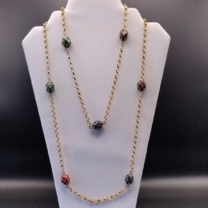 Joan Rivers Multicolor Enamel Egg Gold-Tone Necklace